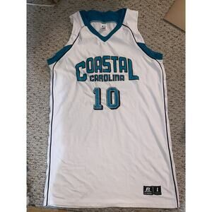 Coastal Carolina Chanticleers #10 White Game Worn Basketball Jersey *L*